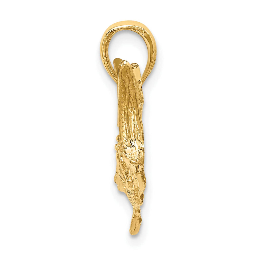 10K Yellow Gold Large 2-D Textured Marlin Fish Charm