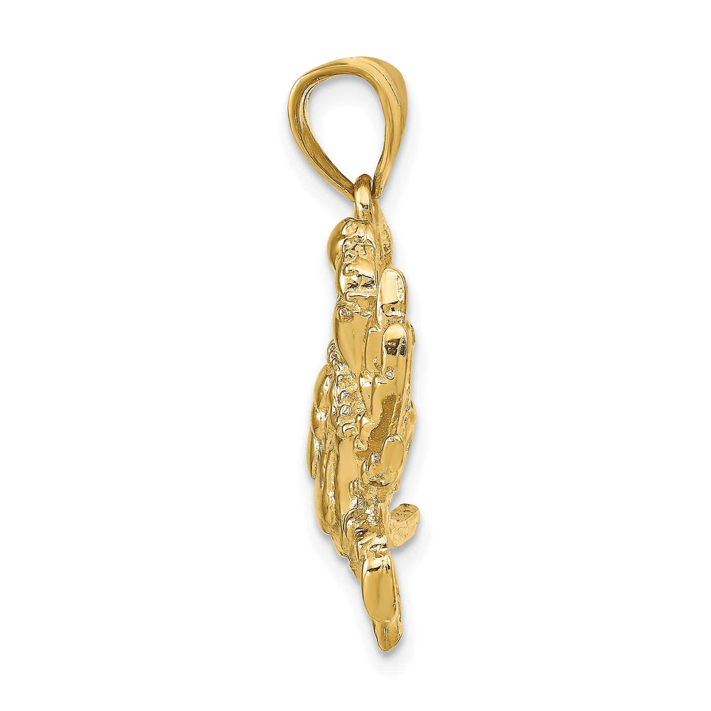10K Yellow Gold Large Blue Crab Pendant