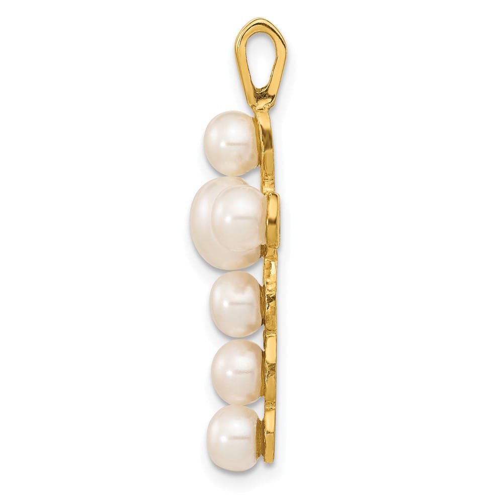 10K Yellow Gold Large Button Freshwater Cultured Pearl Cross Pendant