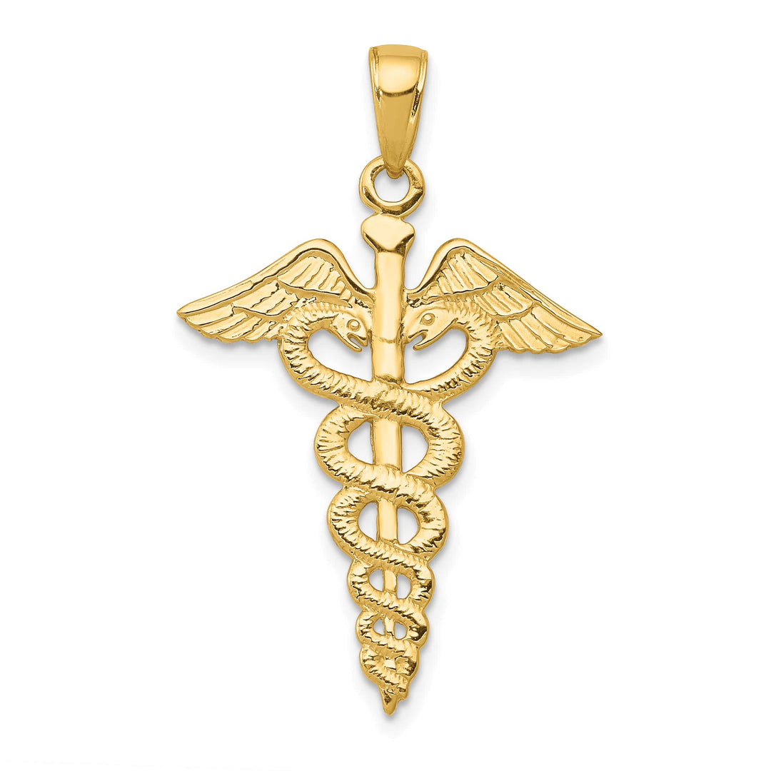10K Yellow Gold Large Caduceus Pendant