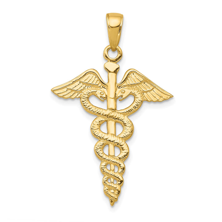 10K Yellow Gold Large Caduceus Pendant