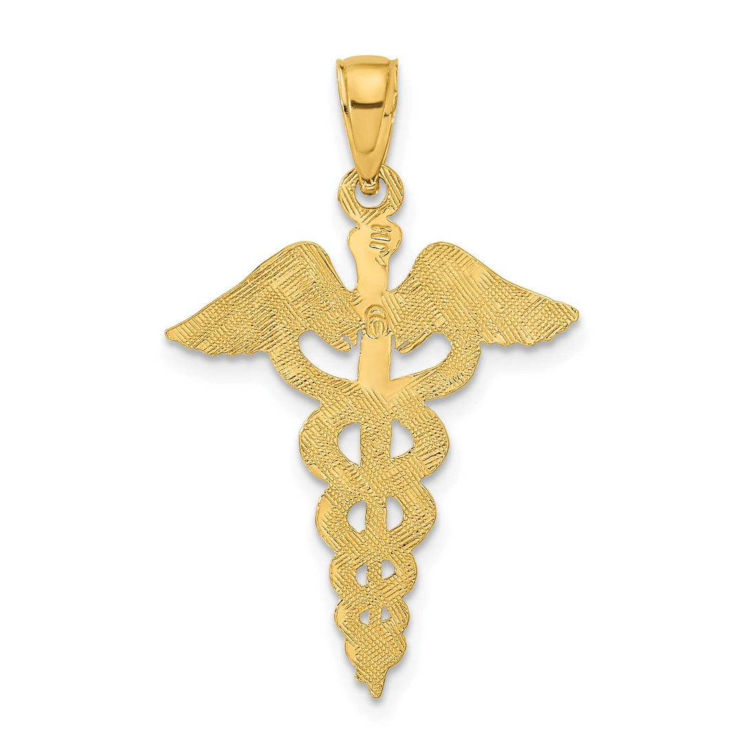 10K Yellow Gold Large Caduceus Pendant