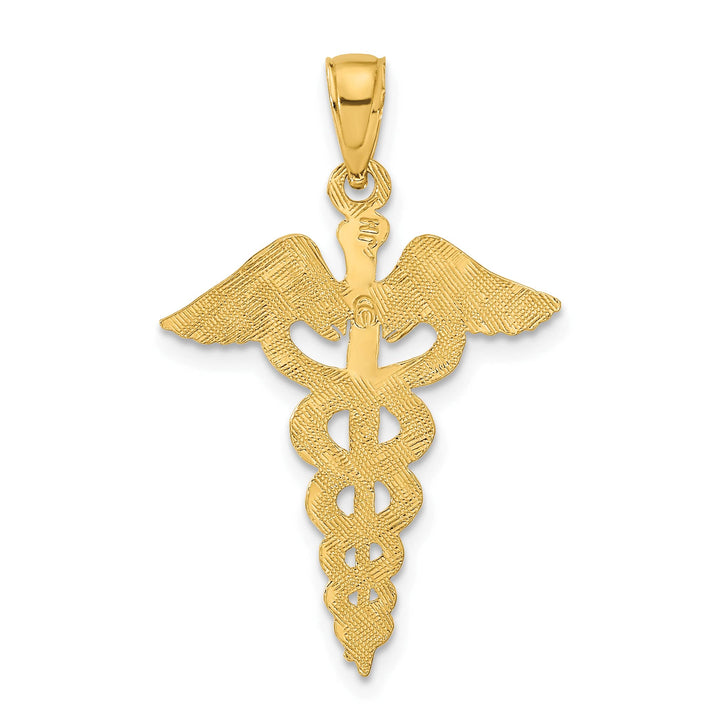 10K Yellow Gold Large Caduceus Pendant
