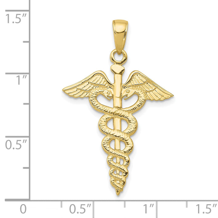 10K Yellow Gold Large Caduceus Pendant