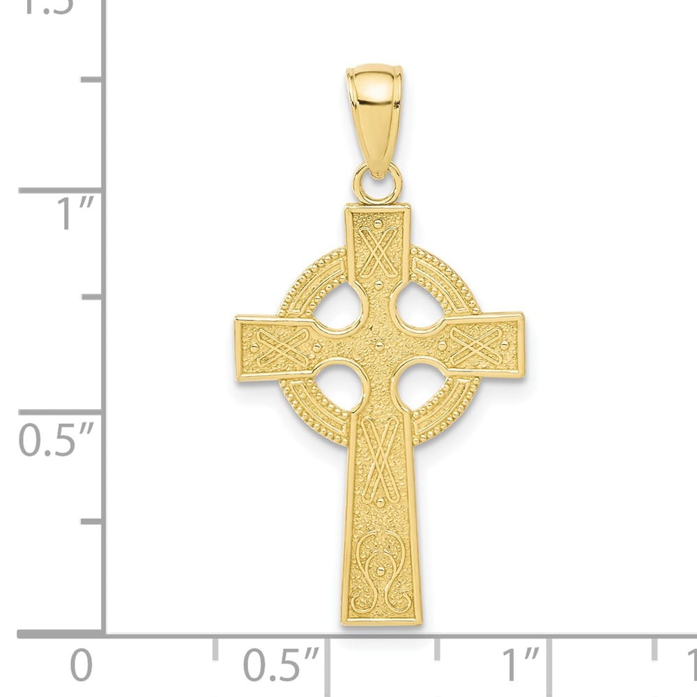 10K Yellow Gold Large Celtic Cross with Eternity Circle Pendant