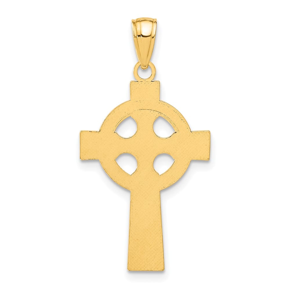 10K Yellow Gold Large Celtic Cross with Eternity Circle Pendant