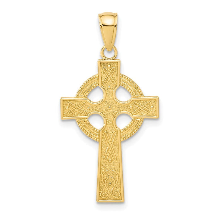 10K Yellow Gold Large Celtic Cross with Eternity Circle Pendant