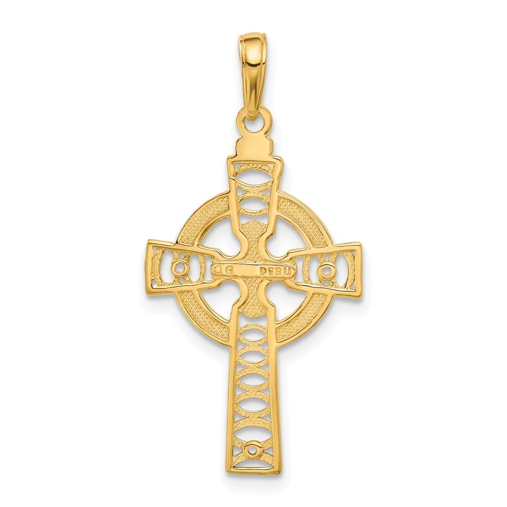 10K Yellow Gold Large Celtic Cross with Eternity Circle Pendant