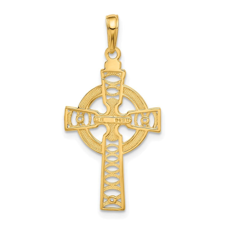 10K Yellow Gold Large Celtic Cross with Eternity Circle Pendant