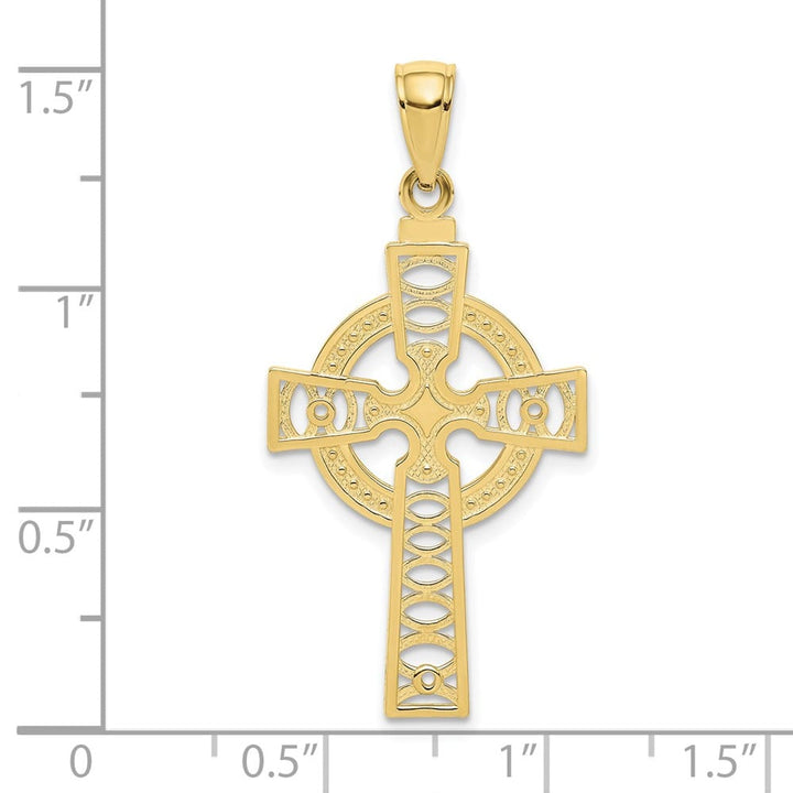 10K Yellow Gold Large Celtic Cross with Eternity Circle Pendant