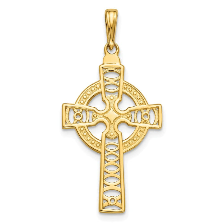 10K Yellow Gold Large Celtic Cross with Eternity Circle Pendant