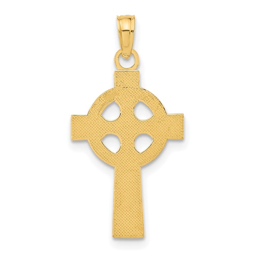 10K Yellow Gold Large Celtic Cross with Eternity Circle Pendant