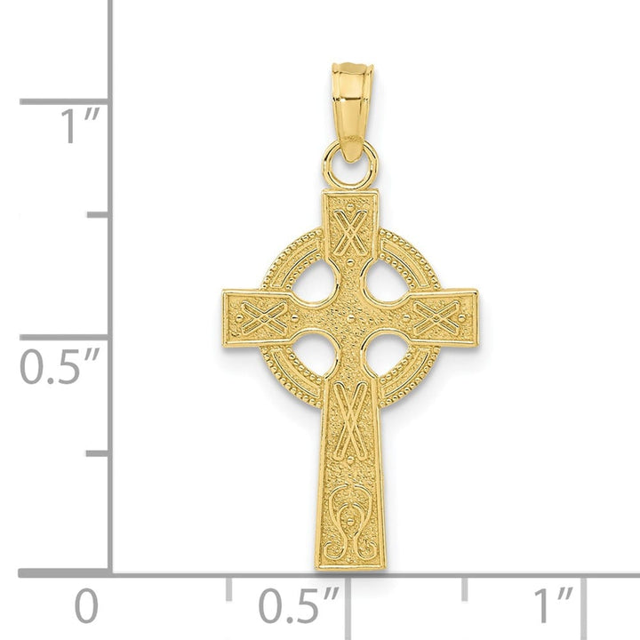 10K Yellow Gold Large Celtic Cross with Eternity Circle Pendant