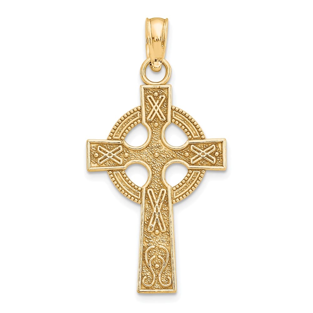 10K Yellow Gold Large Celtic Cross with Eternity Circle Pendant