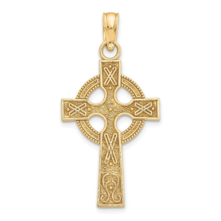 10K Yellow Gold Large Celtic Cross with Eternity Circle Pendant
