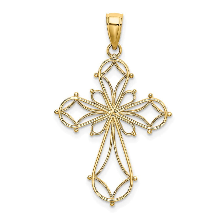 10K Yellow Gold Large Cut-Out Shapes Fancy Passion Cross Charm