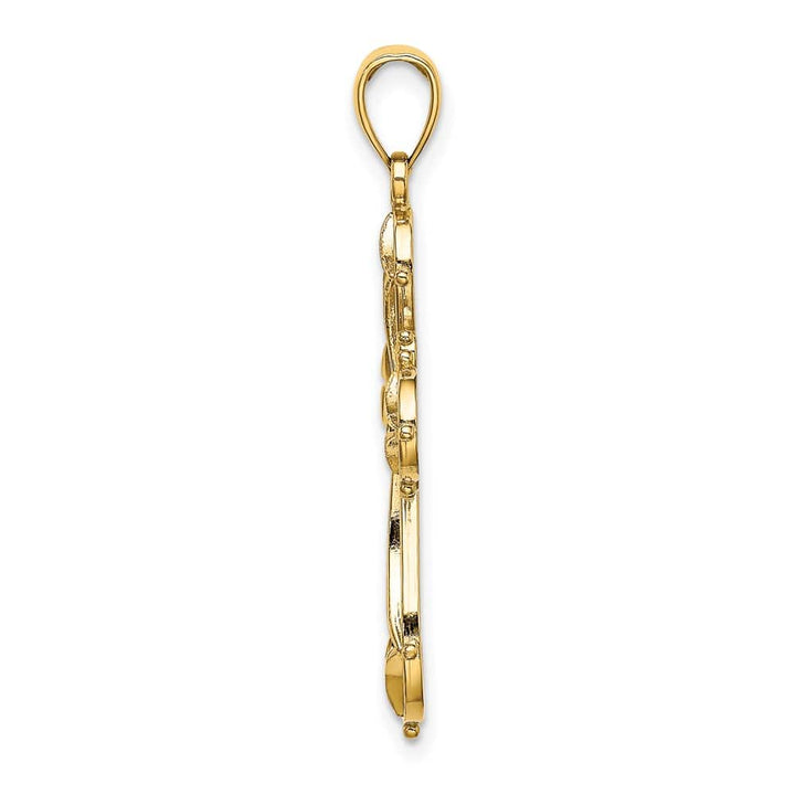 10K Yellow Gold Large Cut-Out Shapes Fancy Passion Cross Charm