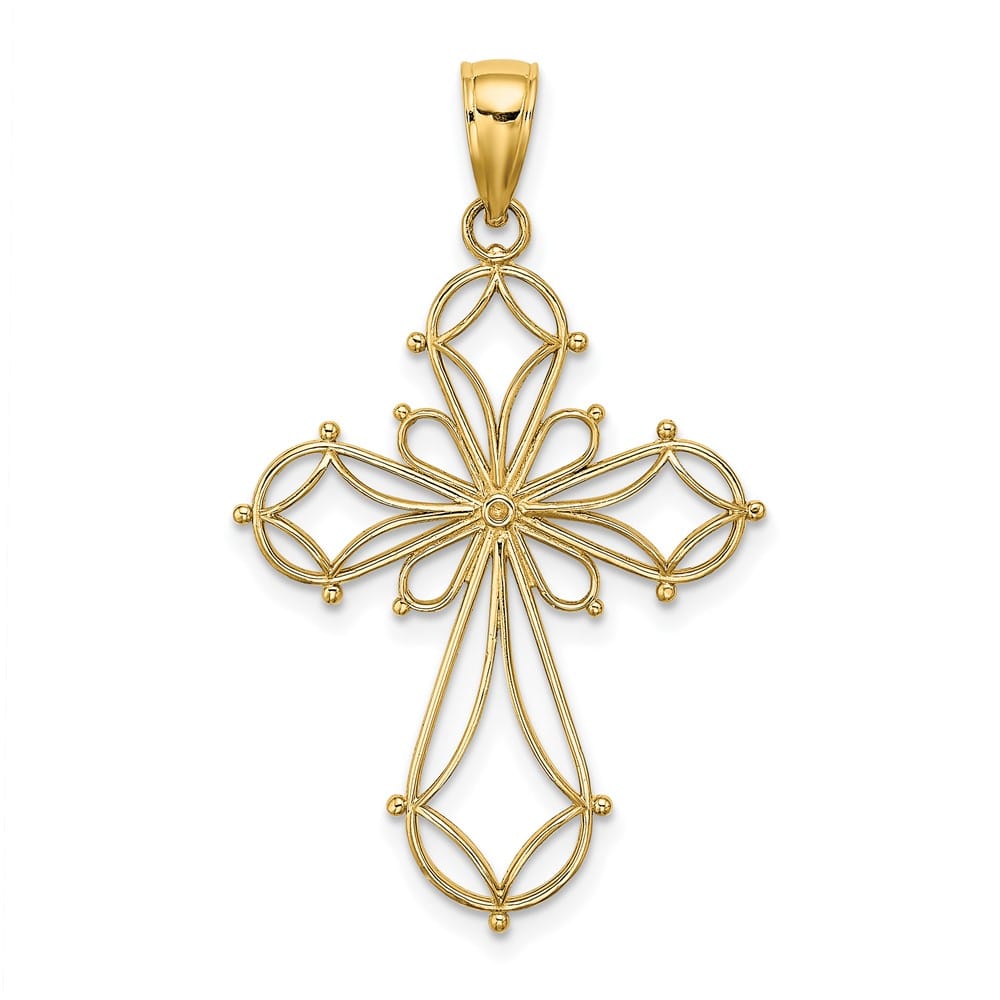 10K Yellow Gold Large Cut-Out Shapes Fancy Passion Cross Charm