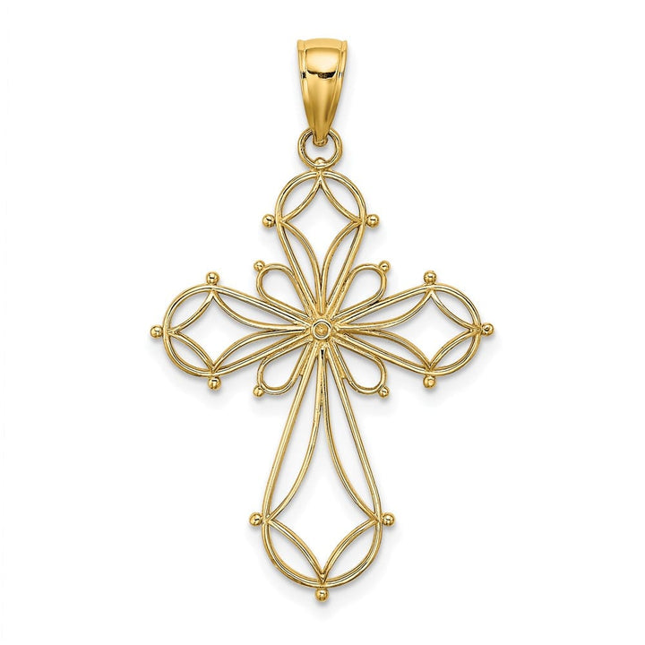 10K Yellow Gold Large Cut-Out Shapes Fancy Passion Cross Charm