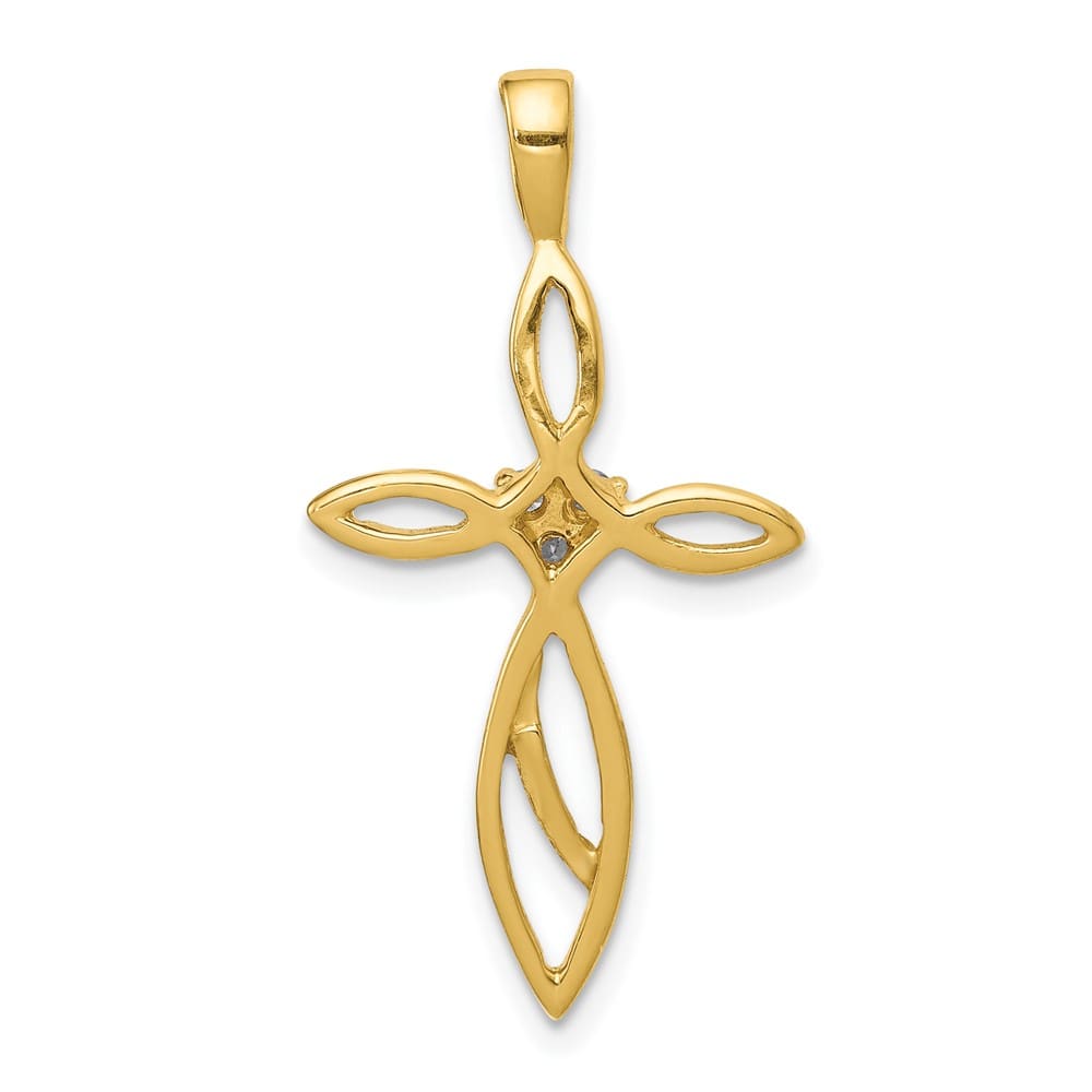 10K Yellow Gold Large I1 Clarity 1/20 ct Diamond Cross Pendant