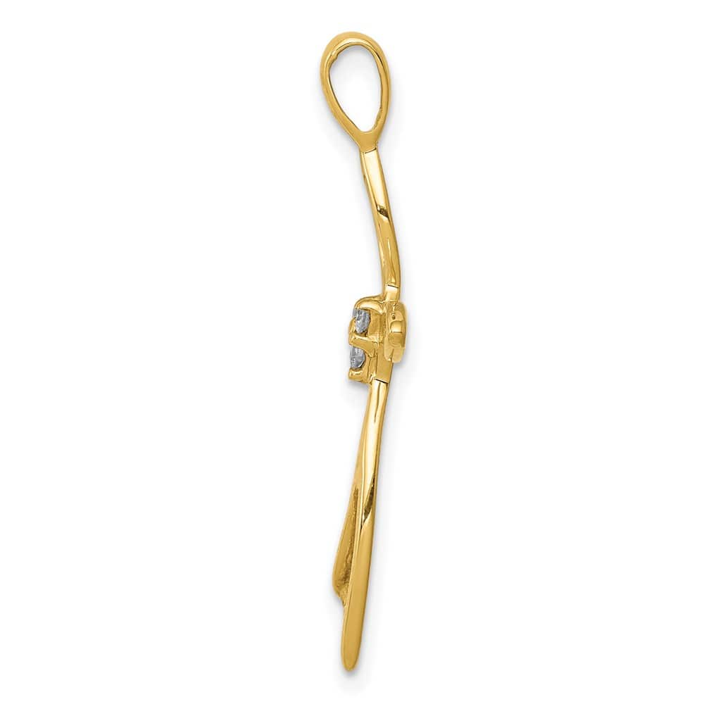 10K Yellow Gold Large I1 Clarity 1/20 ct Diamond Cross Pendant