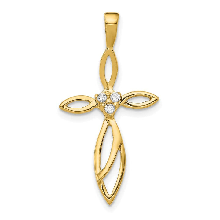 10K Yellow Gold Large I1 Clarity 1/20 ct Diamond Cross Pendant