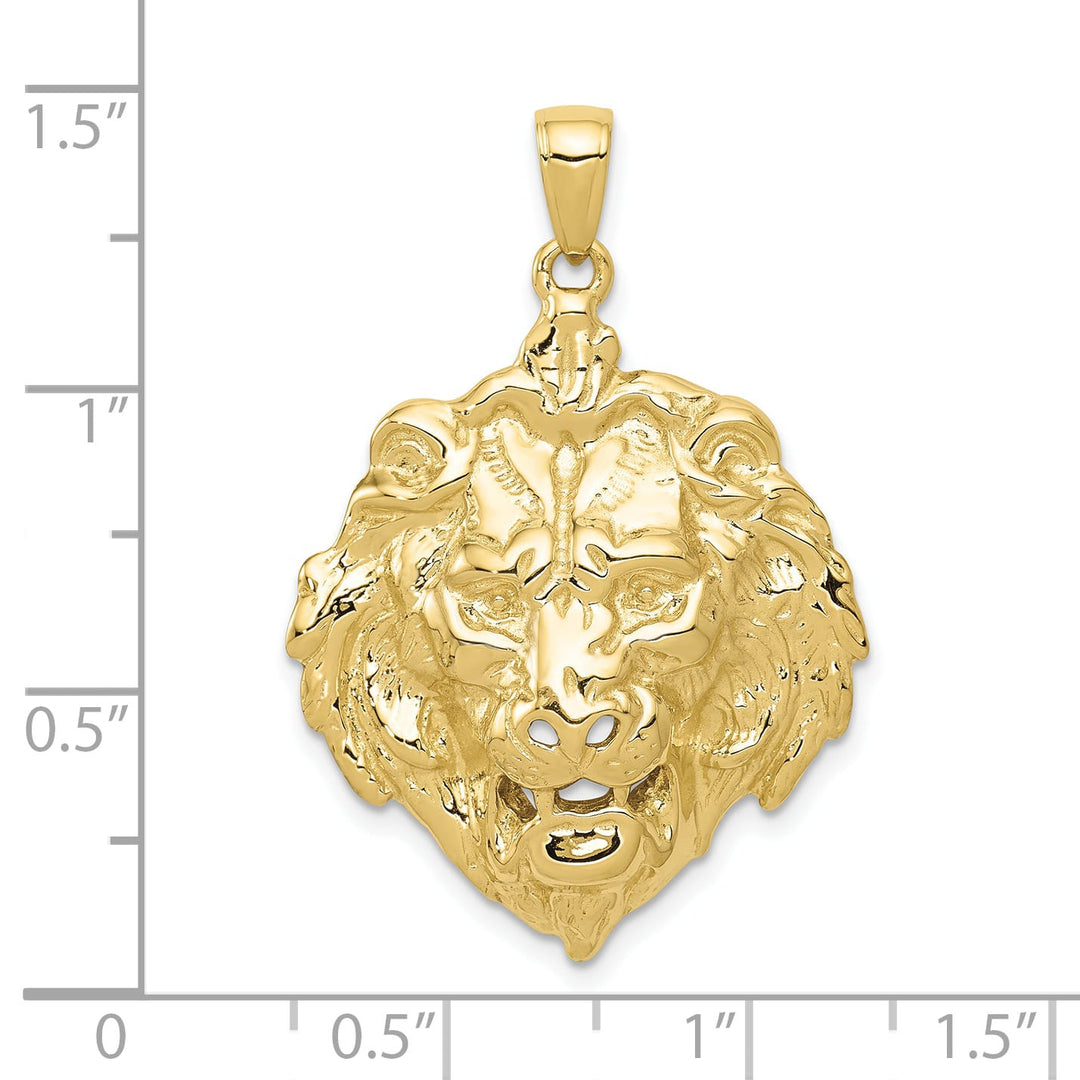 10K Yellow Gold Large Lion Head Pendant