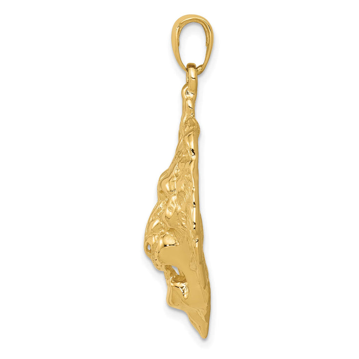 10K Yellow Gold Large Lion Head Pendant