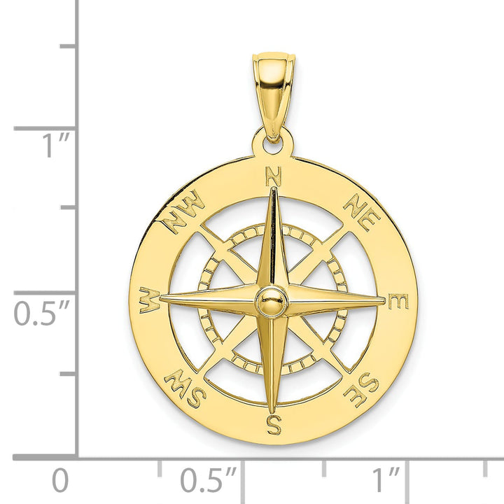 10K Yellow Gold Large Nautical Compass Charm