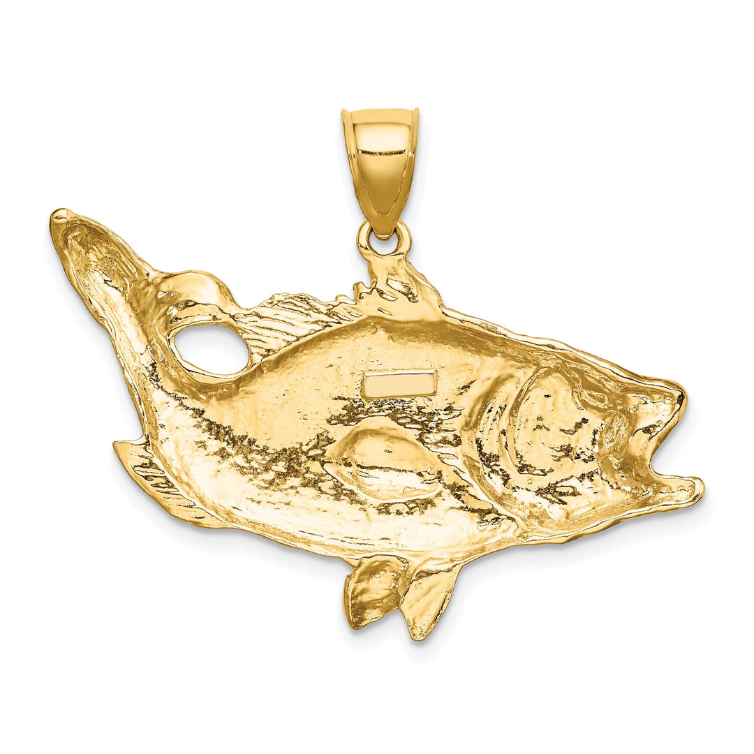 10K Yellow Gold Large Open Mouth Bass Fish Charm