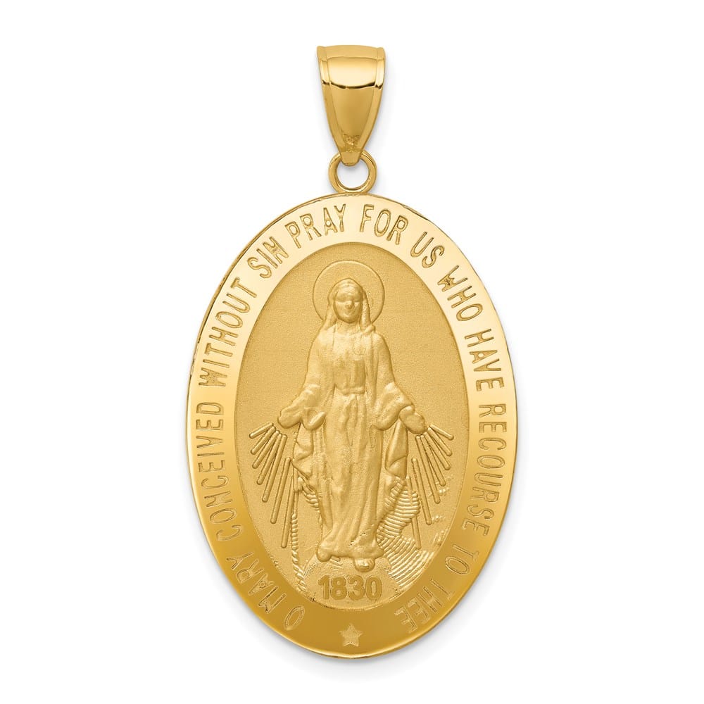 10K Yellow Gold Large Oval Miraculous Medal