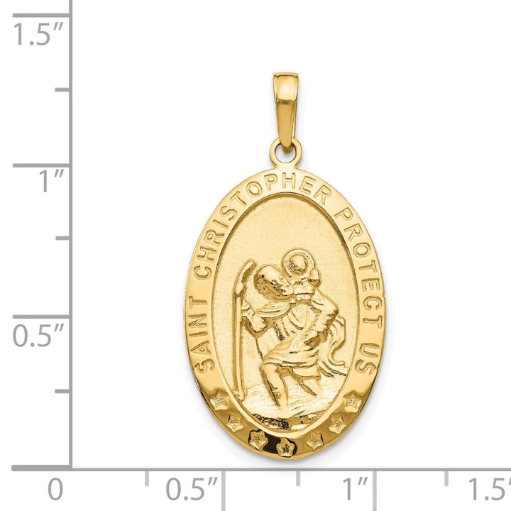 10K Yellow Gold Large Oval St. Christopher Medal