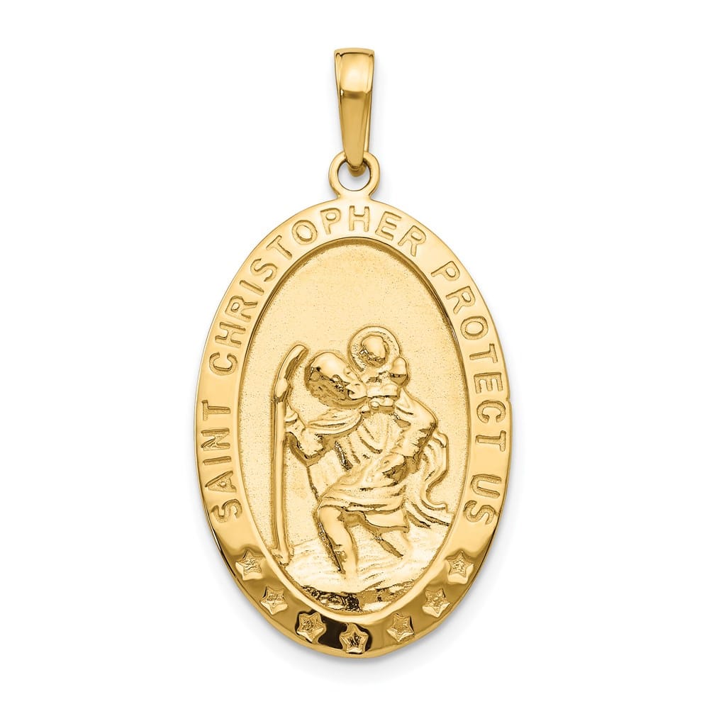 10K Yellow Gold Large Oval St. Christopher Medal