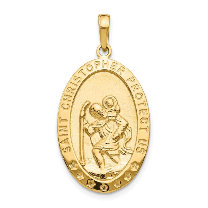 10K Yellow Gold Large Oval St. Christopher Medal