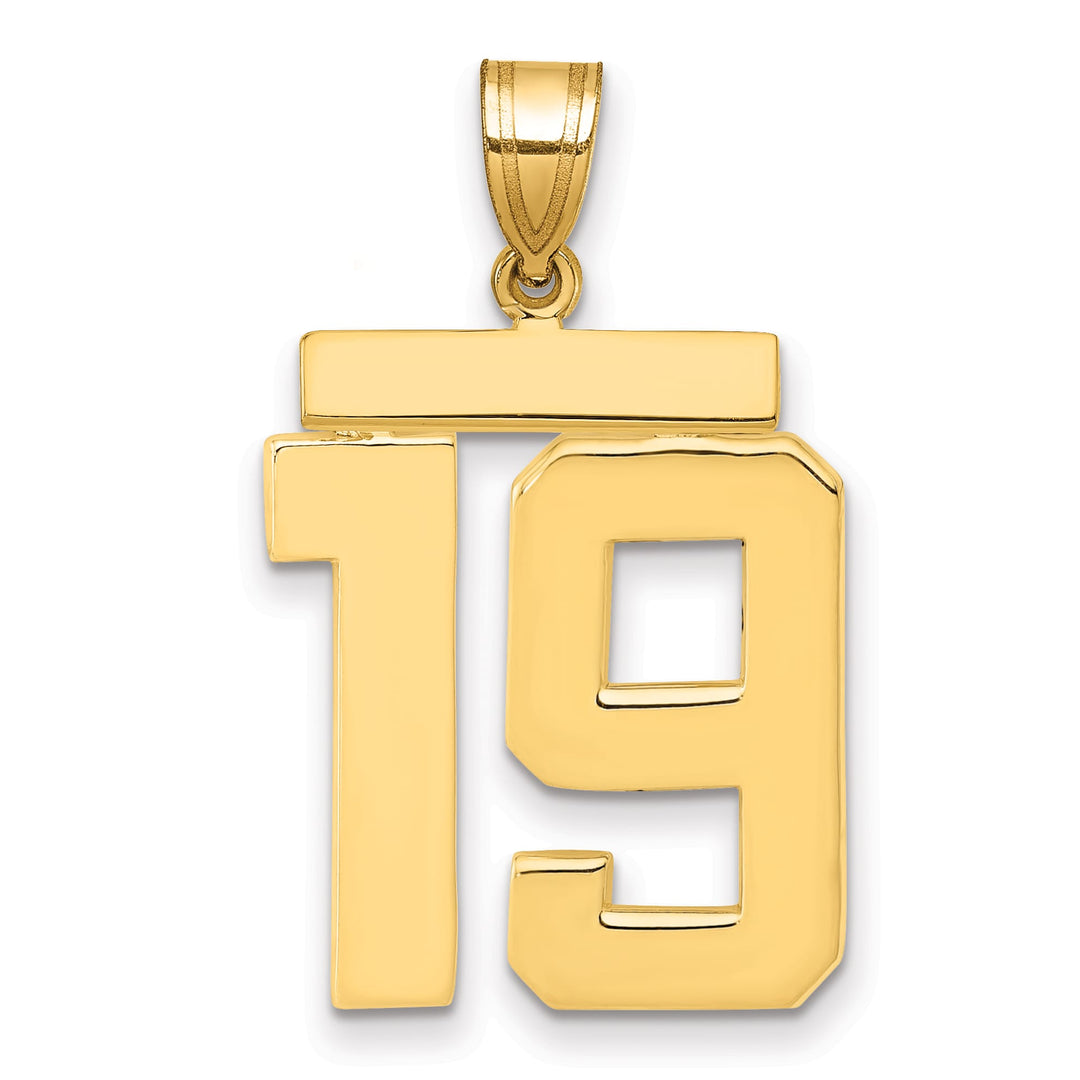 10K Yellow Gold Large Polished Number 19 Charm