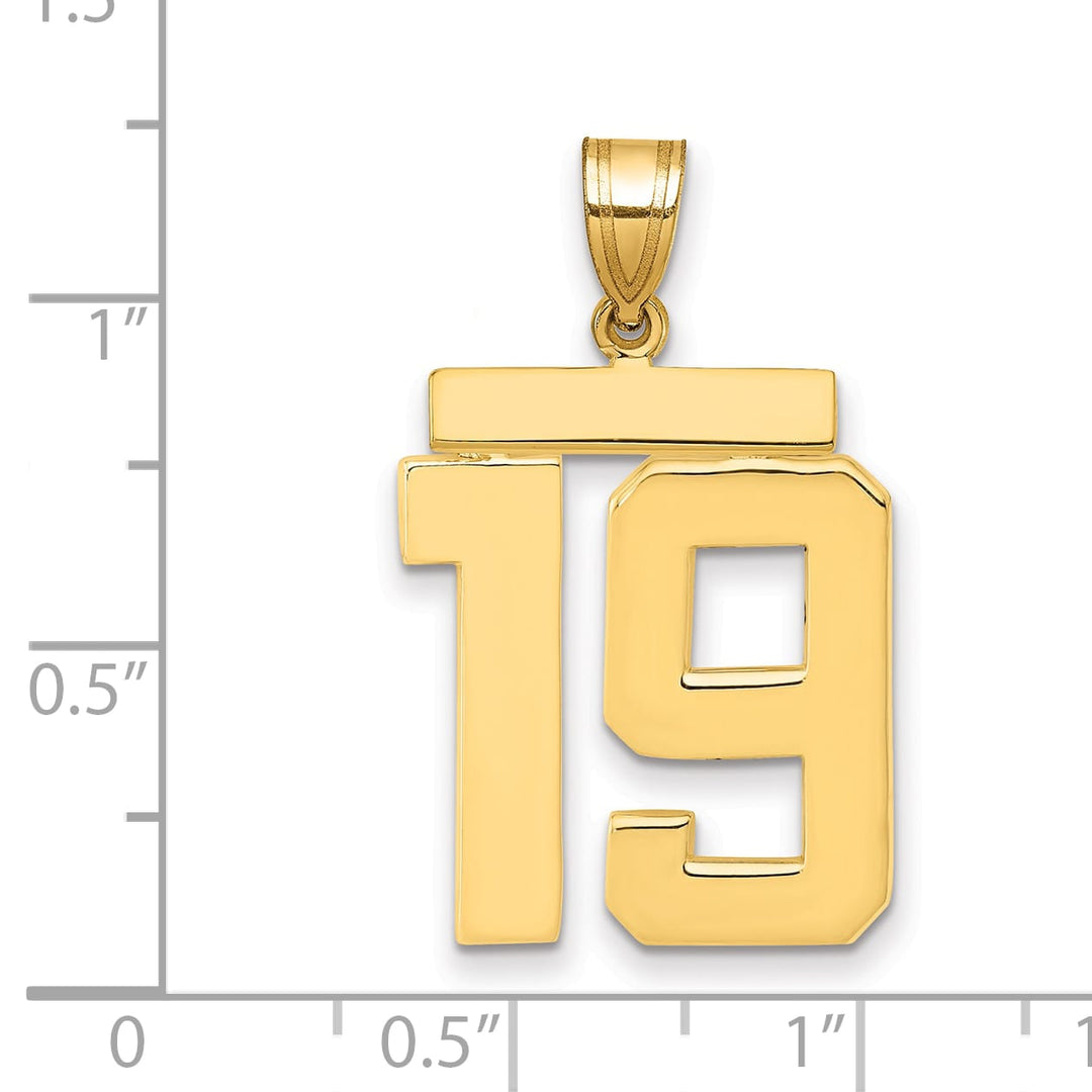 10K Yellow Gold Large Polished Number 19 Charm
