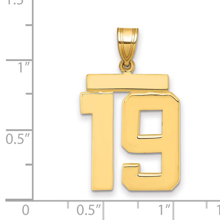 10K Yellow Gold Large Polished Number 19 Charm