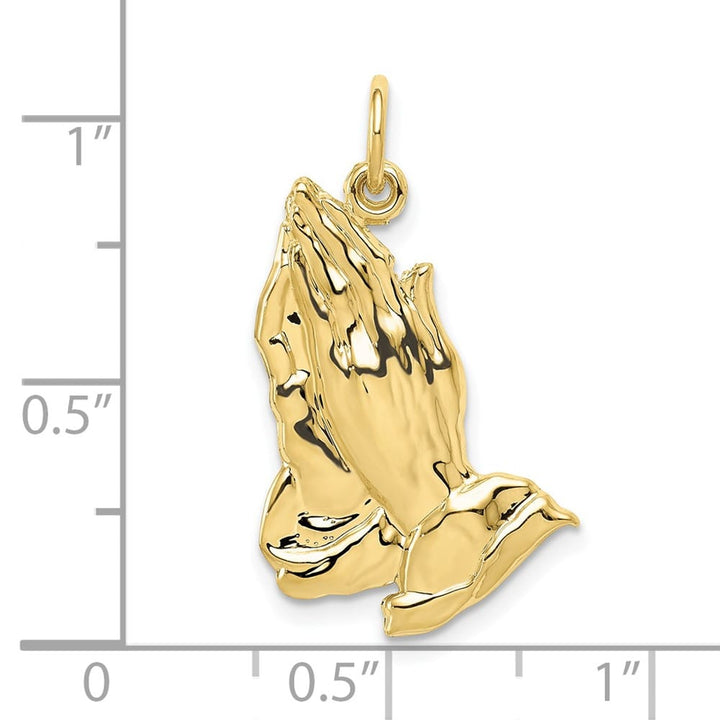 10K Yellow Gold Large Polished Praying Hands Pendant