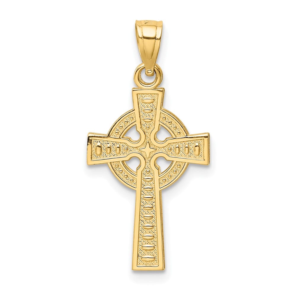10K Yellow Gold Large Reversible God IS Love Celtic Cross Pendant