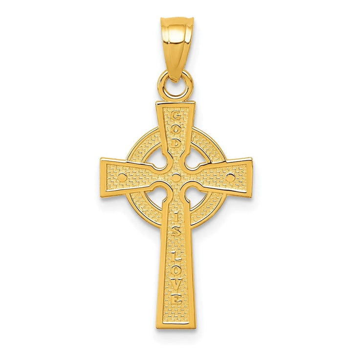 10K Yellow Gold Large Reversible God IS Love Celtic Cross Pendant