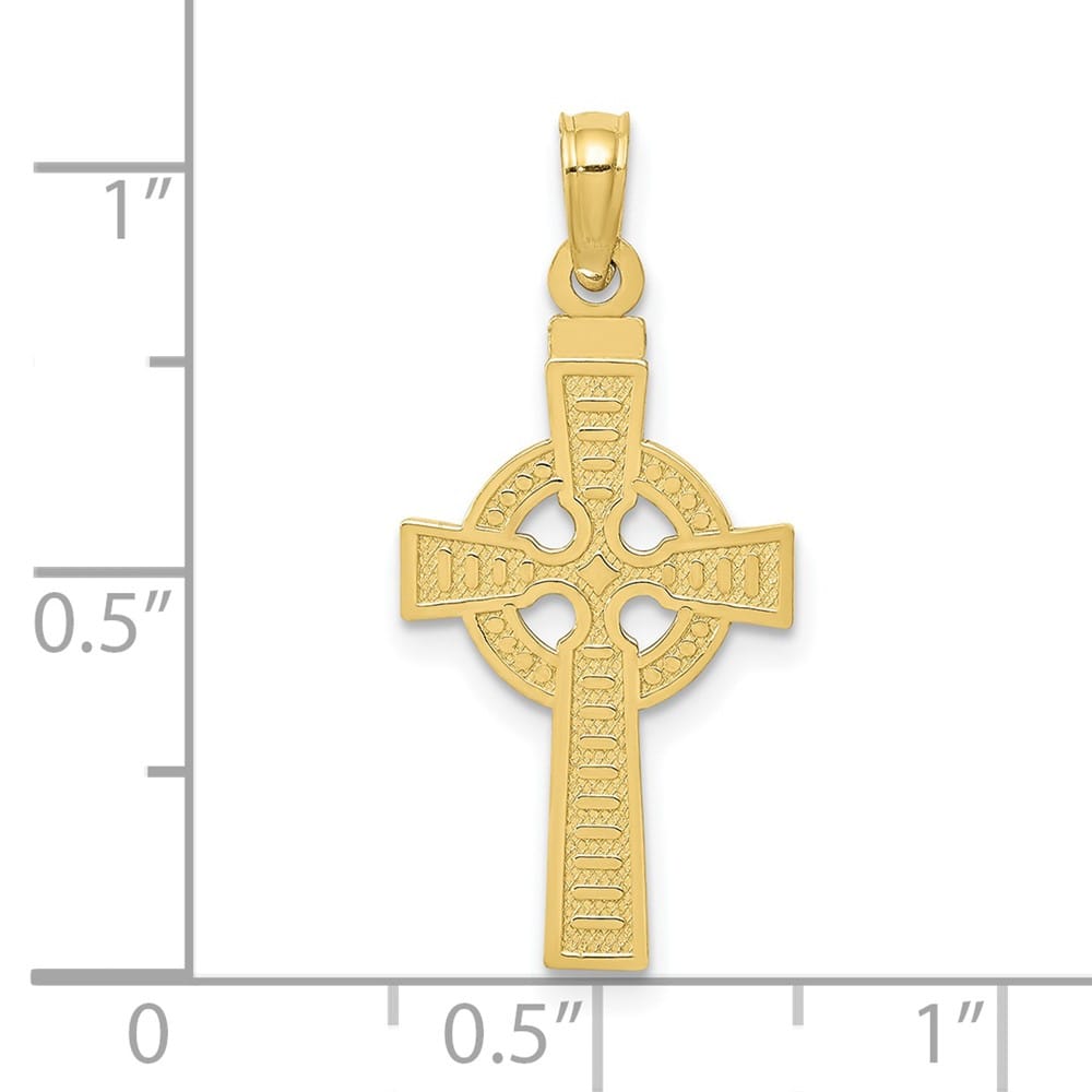 10K Yellow Gold Large Reversible God IS Love Celtic Cross Pendant
