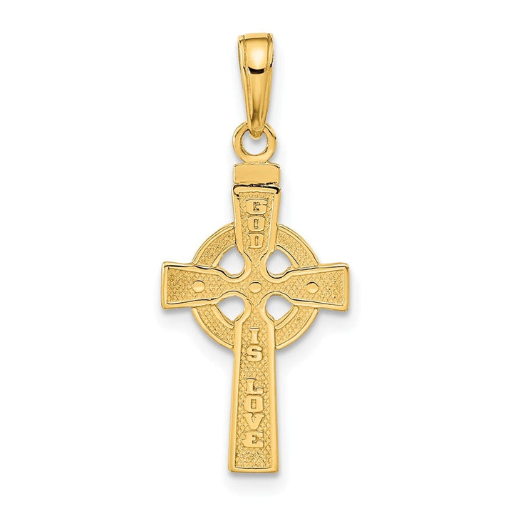 10K Yellow Gold Large Reversible God IS Love Celtic Cross Pendant