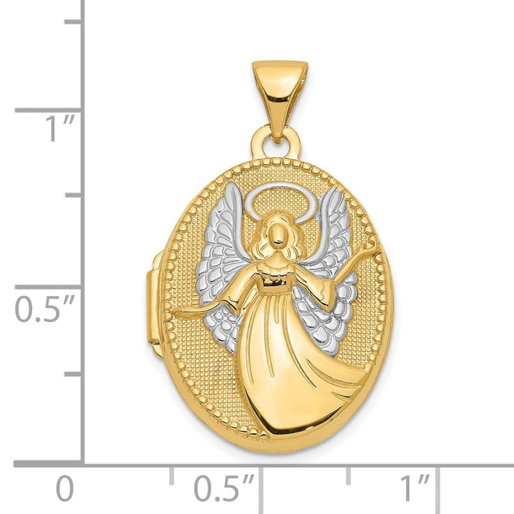 10K Yellow Gold Large Reversible Guardian Angel / to Watch Over Locket