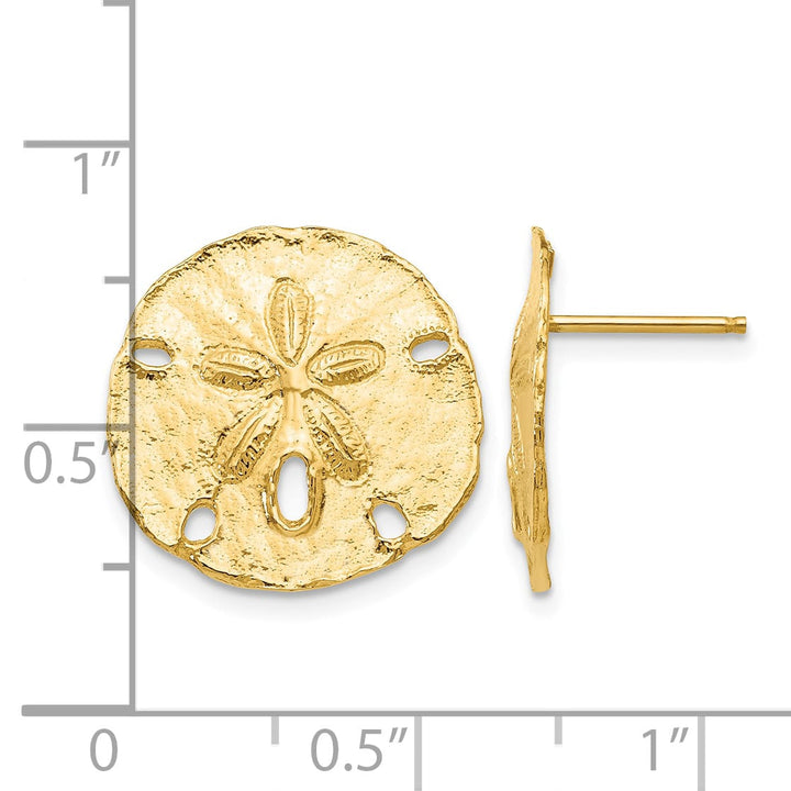 10k Yellow Gold Large Sand Dollar Post Earrings
