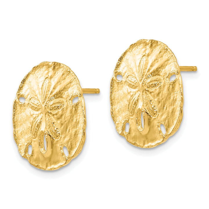 10k Yellow Gold Large Sand Dollar Post Earrings