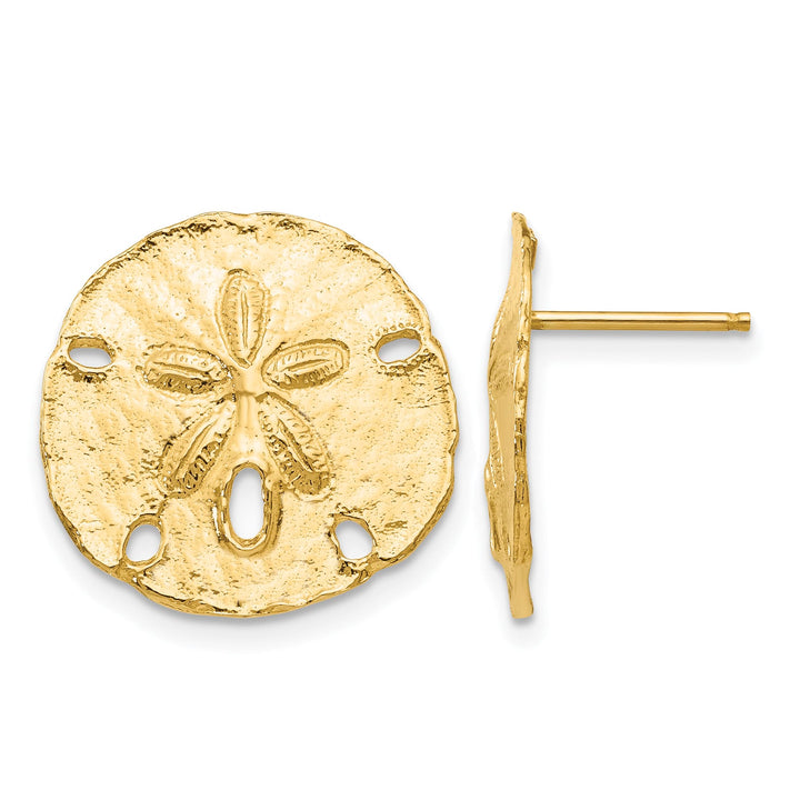10k Yellow Gold Large Sand Dollar Post Earrings
