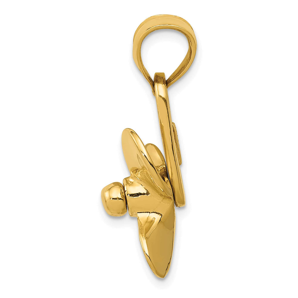 10K Yellow Gold Large Solid 3-D Moveable Blade Propeller Pendant