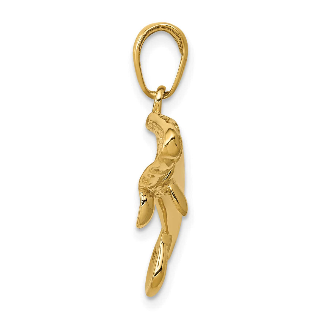 10K Yellow Gold Large Solid Polished Manatee Pendant