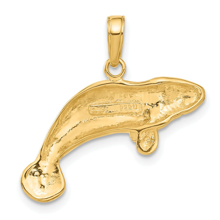 10K Yellow Gold Large Solid Polished Manatee Pendant