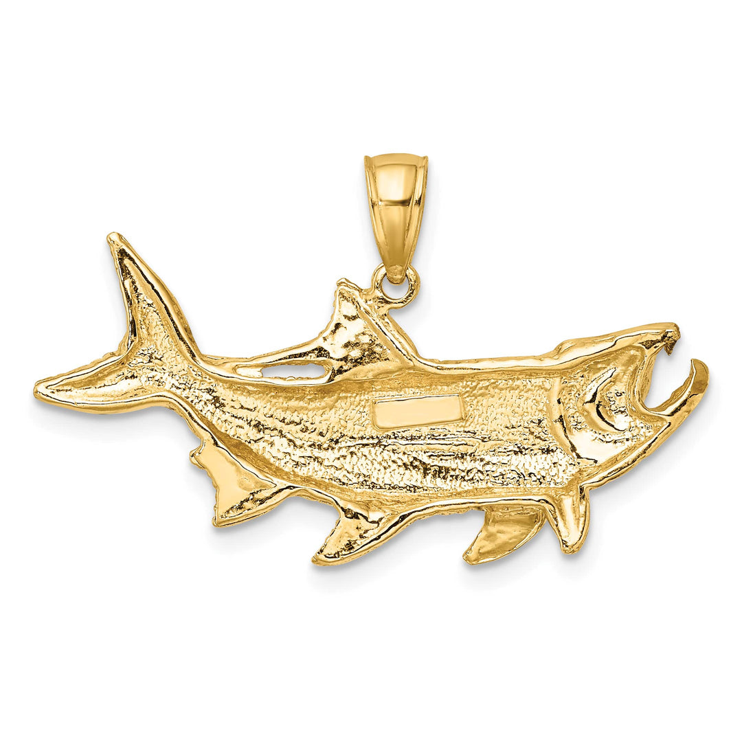 10K Yellow Gold Large Tarpon Fish with Open Mouth Charm